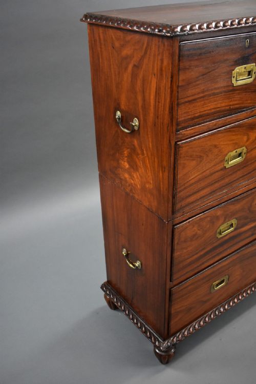 19TH CENTURY ANGLO INDIAN PADOUK CAMPAIGN CHEST - ADDITIONAL PHOTO 4