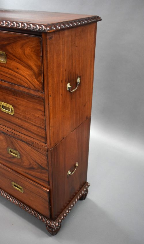 19TH CENTURY ANGLO INDIAN PADOUK CAMPAIGN CHEST - ADDITIONAL PHOTO 5