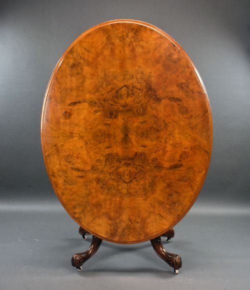 Victorian Burr Walnut Oval Loo Table
