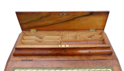 19TH CENTURY ENGLISH VICTORIAN BURR WALNUT DAVENPORT WRITING DESK - ADDITIONAL PHOTO 1