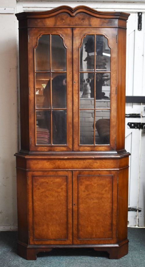 George III Style Walnut Corner Cabinet