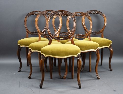 Set of 6 Victorian Walnut Dining Chairs