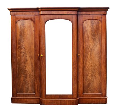Victorian Flame Mahogany Triple Wardrobe