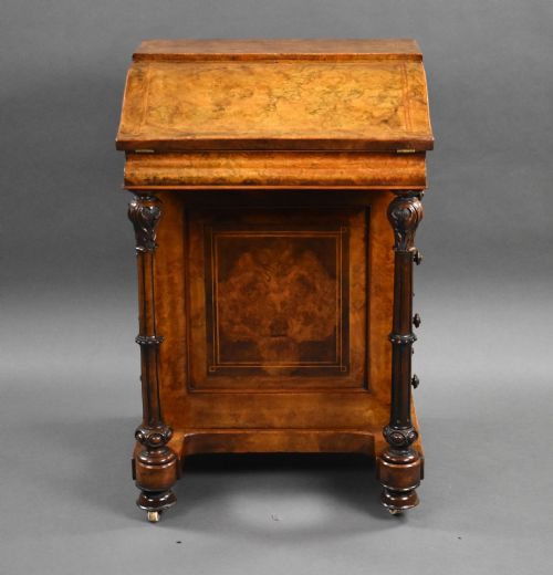 VICTORIAN BURR WALNUT DAVENPORT - ADDITIONAL PHOTO 1