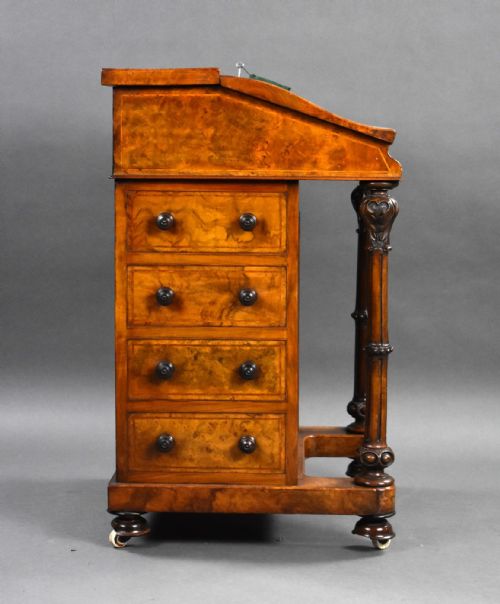 VICTORIAN BURR WALNUT DAVENPORT - ADDITIONAL PHOTO 2