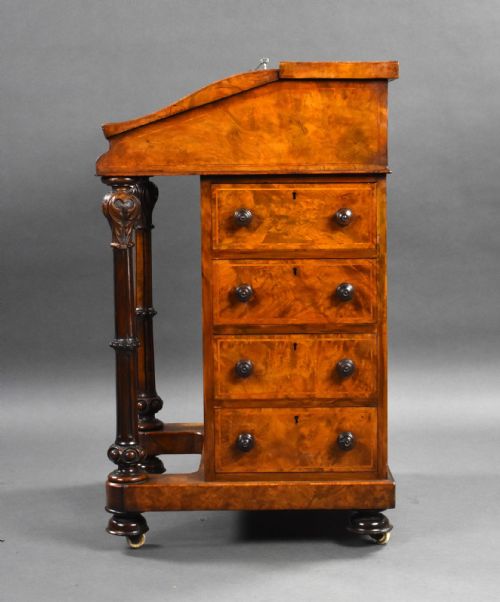 VICTORIAN BURR WALNUT DAVENPORT - ADDITIONAL PHOTO 4