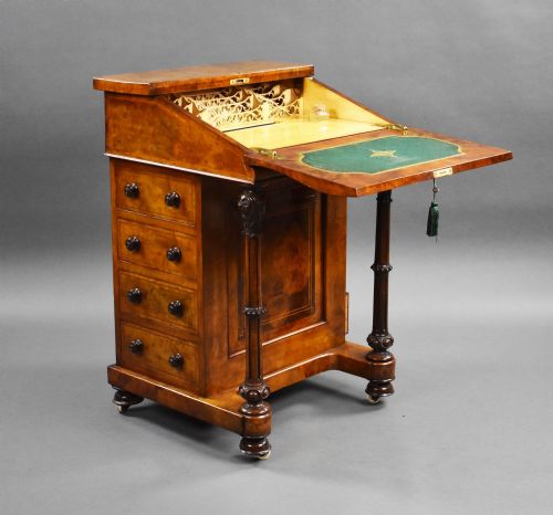 VICTORIAN BURR WALNUT DAVENPORT - ADDITIONAL PHOTO 7