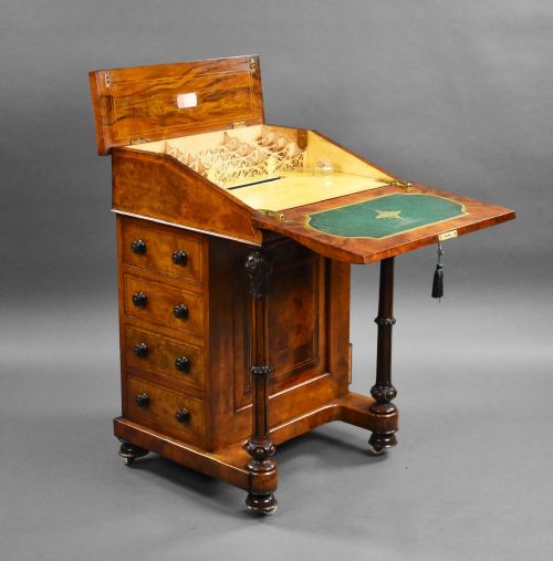 VICTORIAN BURR WALNUT DAVENPORT - ADDITIONAL PHOTO 8
