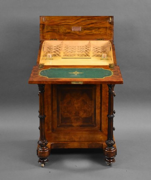 VICTORIAN BURR WALNUT DAVENPORT - ADDITIONAL PHOTO 9