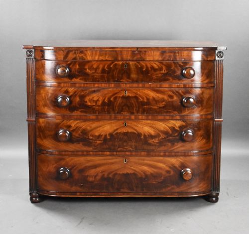 fig 1. Victorian Flame Mahogany Chest of Drawers