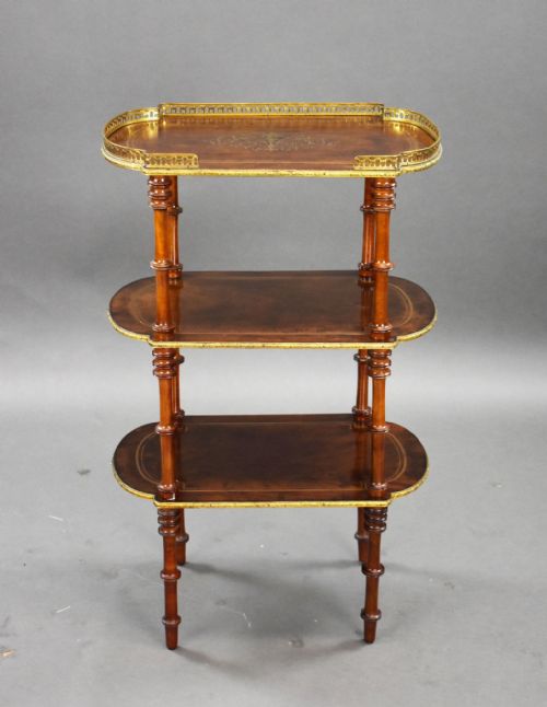 19TH CENTURY FRENCH WALNUT BRASS INLAID ETAGERE - ADDITIONAL PHOTO 1