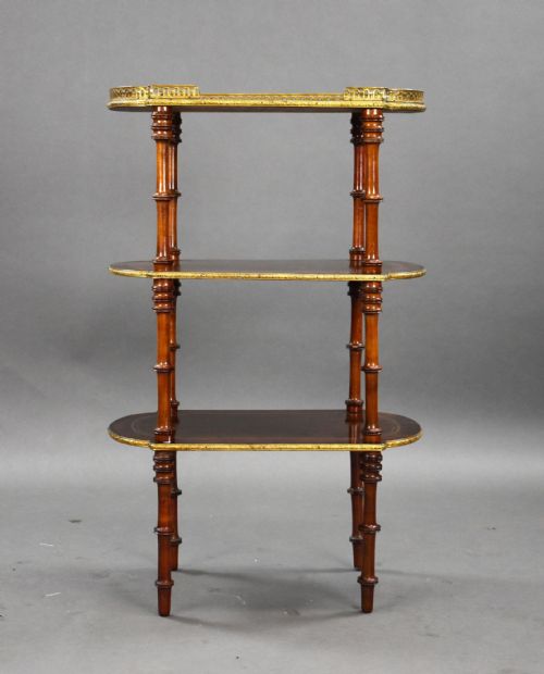 19TH CENTURY FRENCH WALNUT BRASS INLAID ETAGERE - ADDITIONAL PHOTO 2