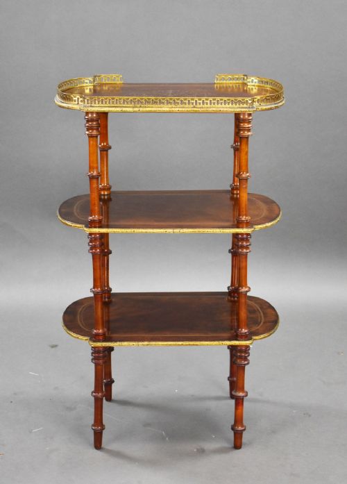 19TH CENTURY FRENCH WALNUT BRASS INLAID ETAGERE - ADDITIONAL PHOTO 4