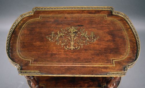 19TH CENTURY FRENCH WALNUT BRASS INLAID ETAGERE - ADDITIONAL PHOTO 6