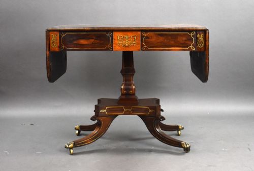 REGENCY ROSEWOOD BRASS INLAID SOFA TABLE - ADDITIONAL PHOTO 1