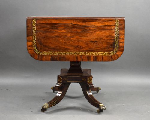 REGENCY ROSEWOOD BRASS INLAID SOFA TABLE - ADDITIONAL PHOTO 2