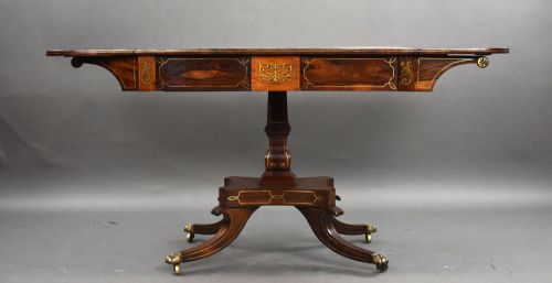 REGENCY ROSEWOOD BRASS INLAID SOFA TABLE - ADDITIONAL PHOTO 3