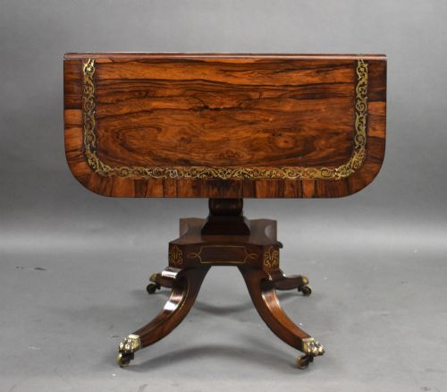 REGENCY ROSEWOOD BRASS INLAID SOFA TABLE - ADDITIONAL PHOTO 5