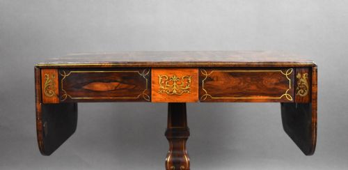 REGENCY ROSEWOOD BRASS INLAID SOFA TABLE - ADDITIONAL PHOTO 6