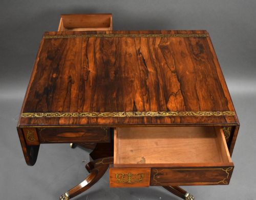 REGENCY ROSEWOOD BRASS INLAID SOFA TABLE - ADDITIONAL PHOTO 12