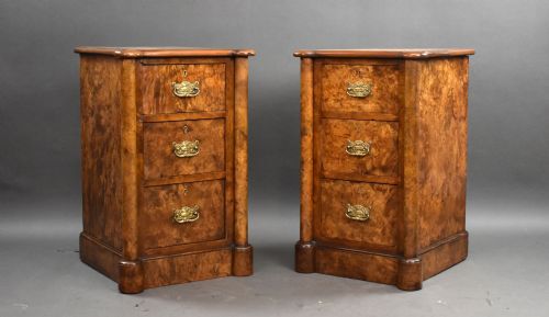 Pair of Victorian Burr Walnut Bedside Chests