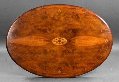 VICTORIAN WALNUT INLAID OVAL CENTRE TABLE - ADDITIONAL PHOTO 4