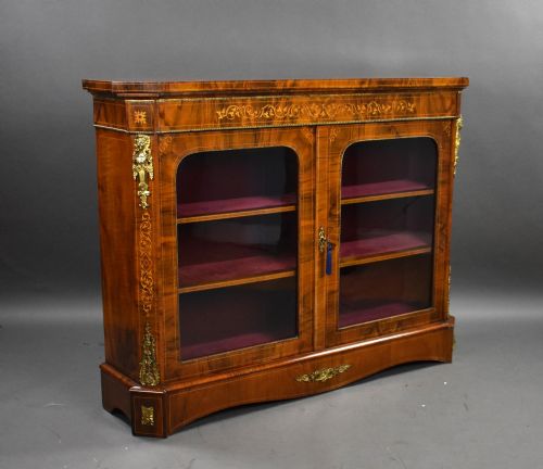 Victorian Inlaid Walnut Pier/Display Cabinet