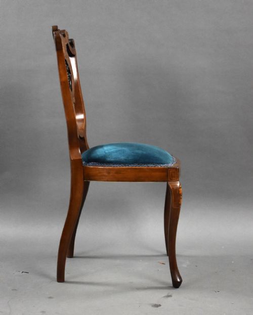 SET OF FOUR VICTORIAN MAHOGANY MARQUETRY INLAID SALON CHAIRS - ADDITIONAL PHOTO 5