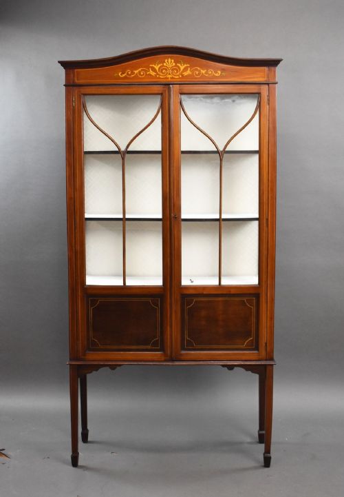 fig 1. Edwardian Mahogany Hand Painted China Cabinet