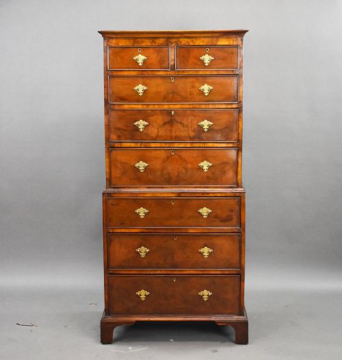 fig 1. Antique Figured Walnut Chest on Chest
