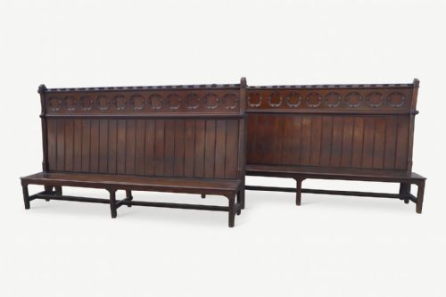 fig 1. Pair of Victorian Gothic Revival Benches
