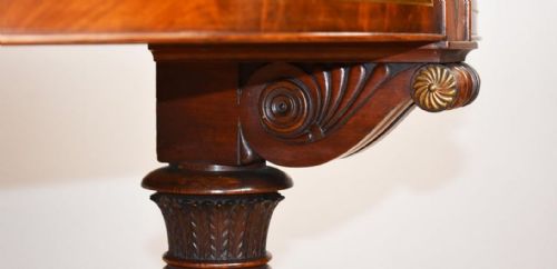 REGENCY FLAME MAHOGANY BRASS INLAID DRUM TABLE - ADDITIONAL PHOTO 12