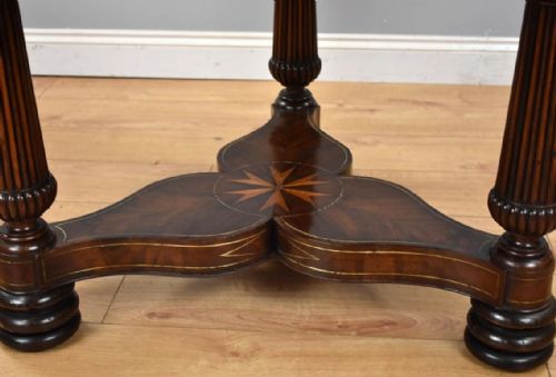 REGENCY FLAME MAHOGANY BRASS INLAID DRUM TABLE - ADDITIONAL PHOTO 13