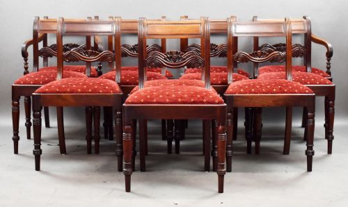 Set of 12 Regency Mahogany Dining Chairs