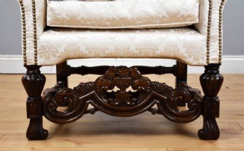 19TH CENTURY CAROLEAN STYLE WING BACK ARMCHAIR - ADDITIONAL PHOTO 4