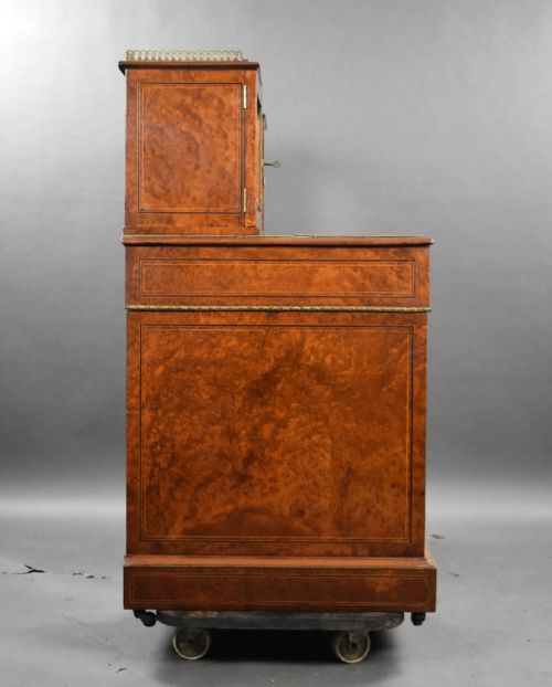 VICTORIAN BURR WALNUT AND ORMOLUMOUNTED PEDESTAL DESK WITH CABINET TOP - ADDITIONAL PHOTO 3