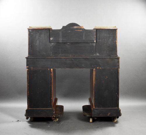VICTORIAN BURR WALNUT AND ORMOLUMOUNTED PEDESTAL DESK WITH CABINET TOP - ADDITIONAL PHOTO 4