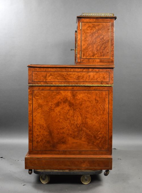 VICTORIAN BURR WALNUT AND ORMOLUMOUNTED PEDESTAL DESK WITH CABINET TOP - ADDITIONAL PHOTO 5