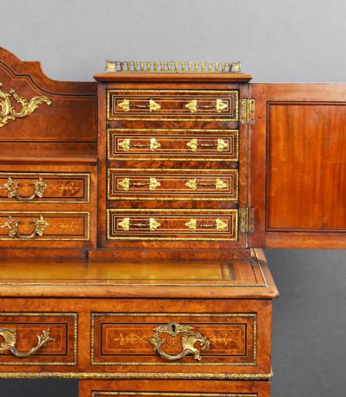 VICTORIAN BURR WALNUT AND ORMOLUMOUNTED PEDESTAL DESK WITH CABINET TOP - ADDITIONAL PHOTO 8