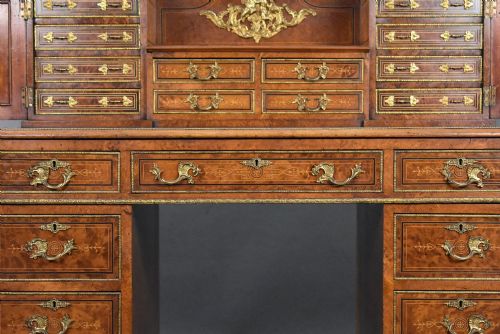 VICTORIAN BURR WALNUT AND ORMOLUMOUNTED PEDESTAL DESK WITH CABINET TOP - ADDITIONAL PHOTO 10