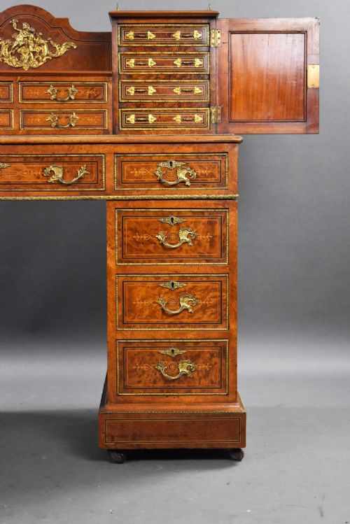 VICTORIAN BURR WALNUT AND ORMOLUMOUNTED PEDESTAL DESK WITH CABINET TOP - ADDITIONAL PHOTO 11