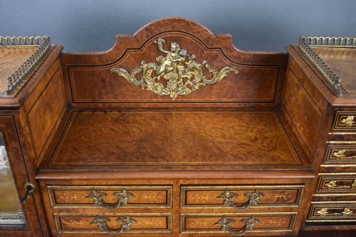 VICTORIAN BURR WALNUT AND ORMOLUMOUNTED PEDESTAL DESK WITH CABINET TOP - ADDITIONAL PHOTO 14