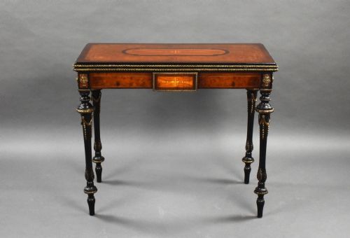 fig 1. Victorian Burr Walnut Inlaid Card Table