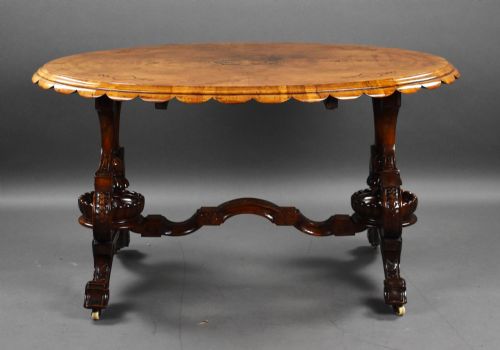 VICTORIAN BURR WALNUT INLAID CENTRE TABLE - ADDITIONAL PHOTO 1