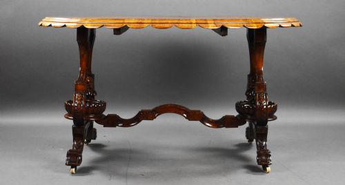 VICTORIAN BURR WALNUT INLAID CENTRE TABLE - ADDITIONAL PHOTO 2