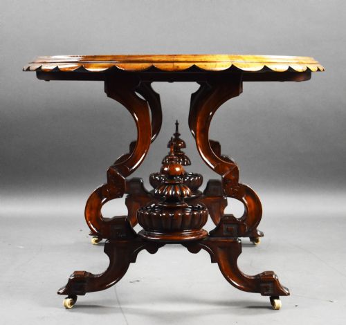 VICTORIAN BURR WALNUT INLAID CENTRE TABLE - ADDITIONAL PHOTO 3