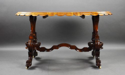 VICTORIAN BURR WALNUT INLAID CENTRE TABLE - ADDITIONAL PHOTO 4