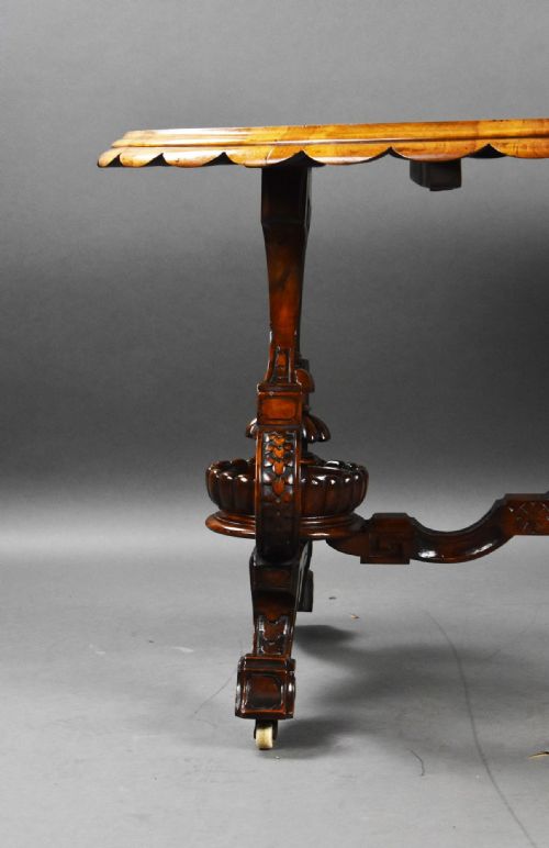 VICTORIAN BURR WALNUT INLAID CENTRE TABLE - ADDITIONAL PHOTO 8