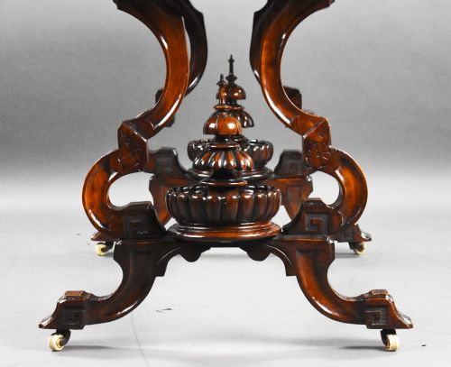 VICTORIAN BURR WALNUT INLAID CENTRE TABLE - ADDITIONAL PHOTO 11