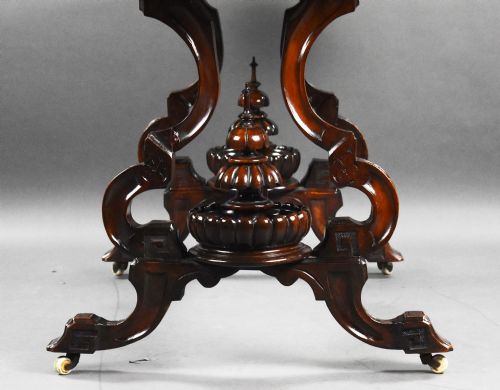 VICTORIAN BURR WALNUT INLAID CENTRE TABLE - ADDITIONAL PHOTO 12